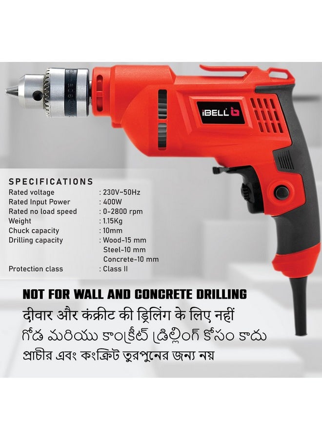 IBELL Electric Drill ED06-91, 400W, Copper Armature, 2800 RPM, Chuck 10 mm Forward/Reverse for Wood & Metal Work with Variable Speed Control - pzsku/Z4E00C821BCF12D5CF2C0Z/45/_/1740982949/4c3e8f94-f164-4c21-ab23-dddd8f9a2ebc