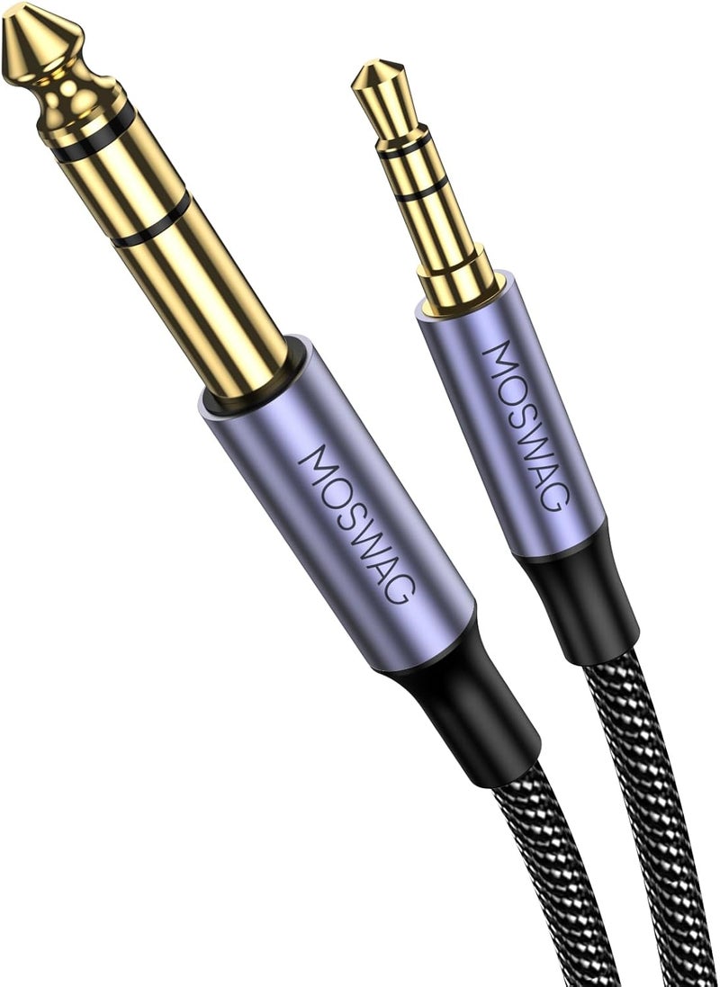 MOSWAG 6.35mm to 3.5mm Headphone Cable,1/4 to 1/8 Headphone Adapter TRS Stereo Audio Alloy Housing and Nylon Braid Compatible with Guitar,Piano,Amplifiers,Mixing Console - Image 1