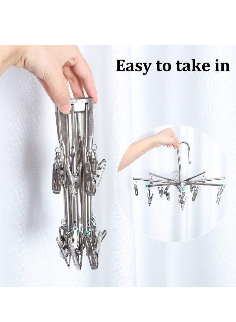 Stainless Steel Sock Dryer with 16 Pegs and Swivel Hook - Rustproof Clothes Drying Hanger for Underwear, Socks, Bras, Baby Clothes, and Gloves - Windproof Design - Image 4