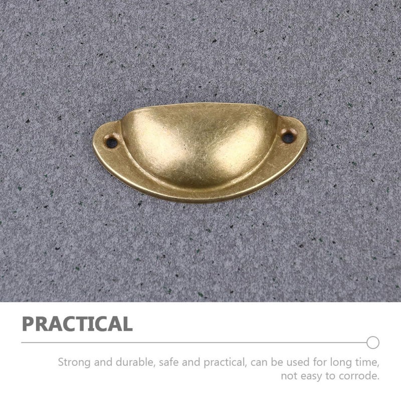 مقابض خزانة نصف قمرية عتيقة الطراز بتشطيب نحاسي، مجموعة من 16 قطعة للأثاث - Image 4