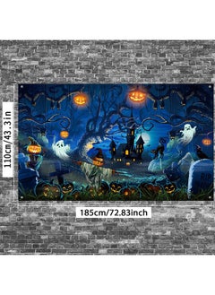 Irenare Halloween Decoration Backdrop, Spooky Forest Scary Cemetery Horror Pumpkins Graveyard Backdrop Haunted House Banner Photography Background For Adult Halloween Party Decor, 72.8 X 43.3 Inch  - Image 2