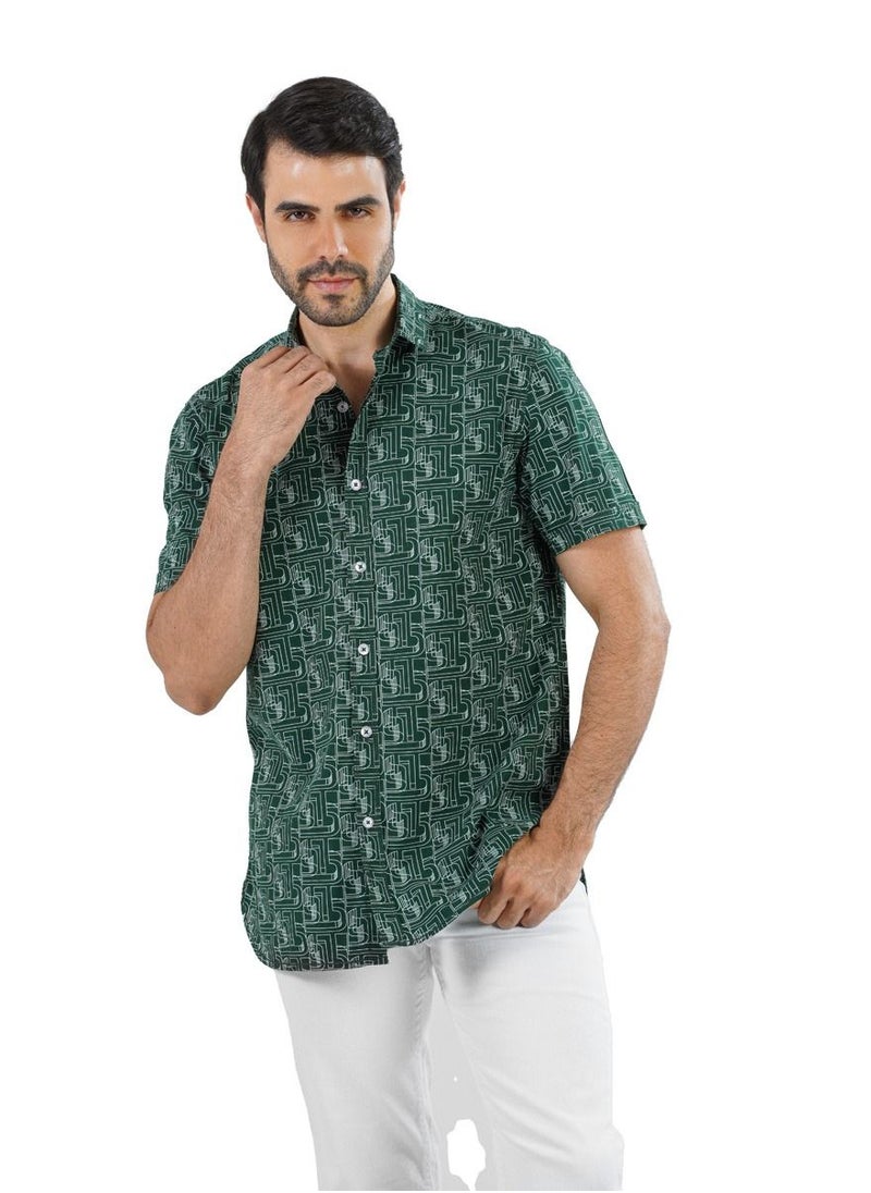 clever - Men's Shirt- cotton - Color GREEN - Image 1