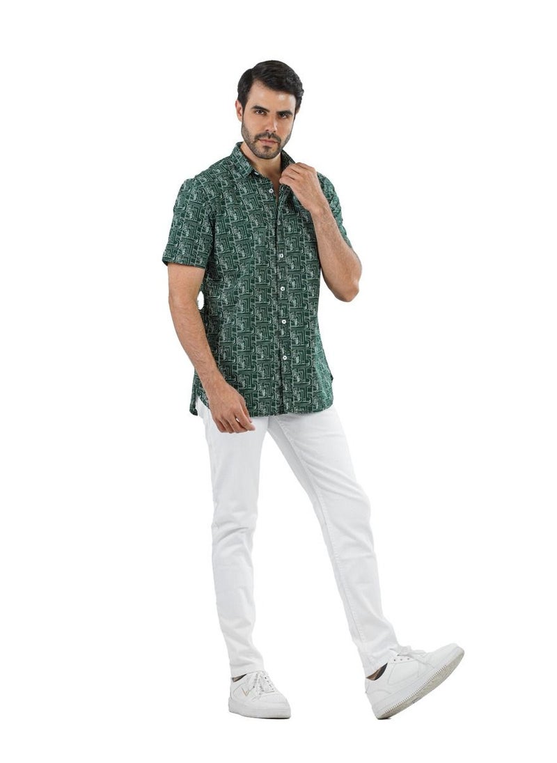 clever - Men's Shirt- cotton - Color GREEN - Image 1