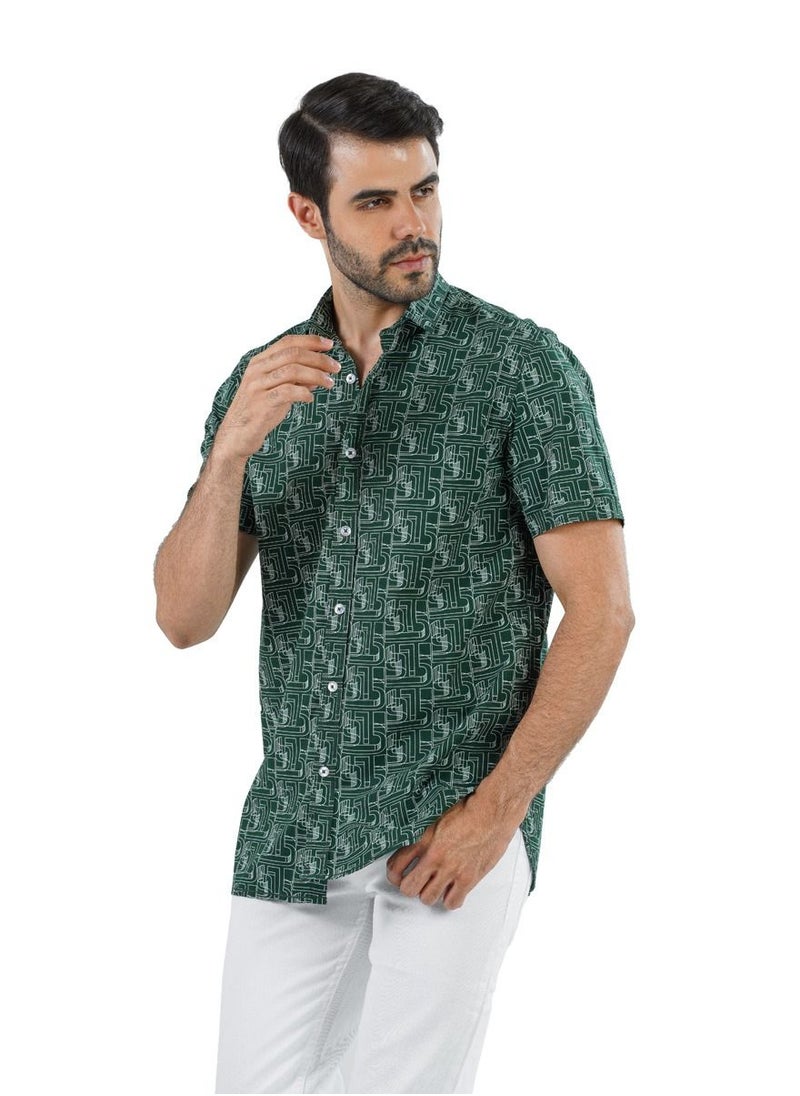 clever - Men's Shirt- cotton - Color GREEN - Image 1