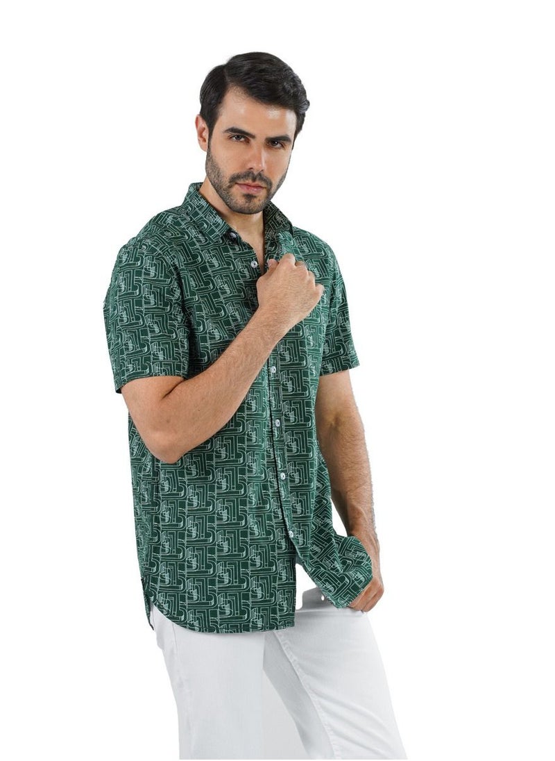 clever - Men's Shirt- cotton - Color GREEN - Image 1