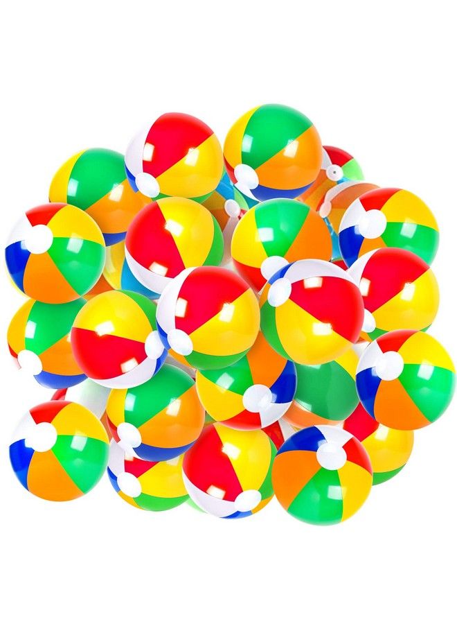 Coopay 60 Pack Inflatable Beach Balls Classic Rainbow Swimming Pool Ball Birthday Beach Party Decoration Summer Water Games Gifts 8 To 12 Inches From Inflated To Deflated - Image 2