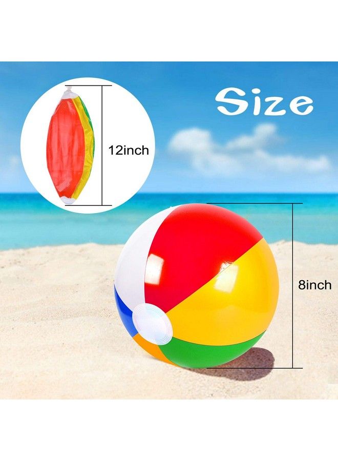 Coopay 60 Pack Inflatable Beach Balls Classic Rainbow Swimming Pool Ball Birthday Beach Party Decoration Summer Water Games Gifts 8 To 12 Inches From Inflated To Deflated - Image 3
