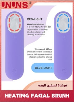 UNUNS Sonic Facial Cleansing Brush,Power Face Scrubber With 5 Speed Modes,Waterproof 3 in 1 Anion Import With 45℃ Heating Massage,USB Rechargeable Silicone Face Brush,Purple  - Image 4