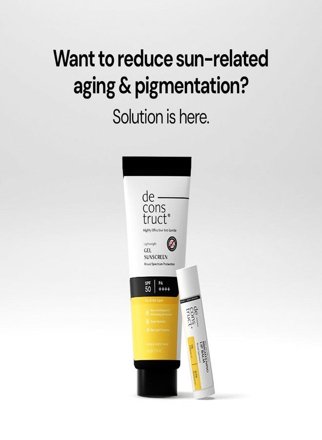 Deconstruct Glow Guard Duo | Brightening Lip Balm + Gel Sunscreen (50 g) | Lip Balm- For Dark, Pigmented, Dry, Flaky Lips | Brightens Pigmented Lips | Pack of 2 - Image 1