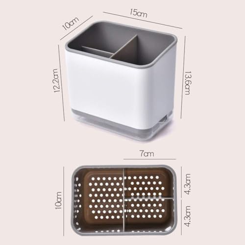 NILKANTH NIL KANTH Spoons Shovel Organizer, Double Layer Home Cutlery Drainer Basket, Chopsticks Tableware Storage Utensils Holder Box (Grey) - Image 3