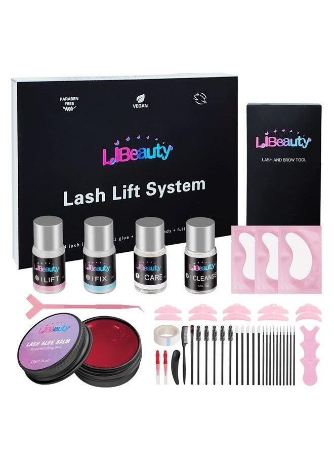 Libeauty - Lash Lift Kit with New Glue Balm Lash Perm Kit Korea for Eyelash Curling and Brow Lamination Complete Tools DIY Set Easy for Beginner Use at Salon & Home (Pink) - Image 1