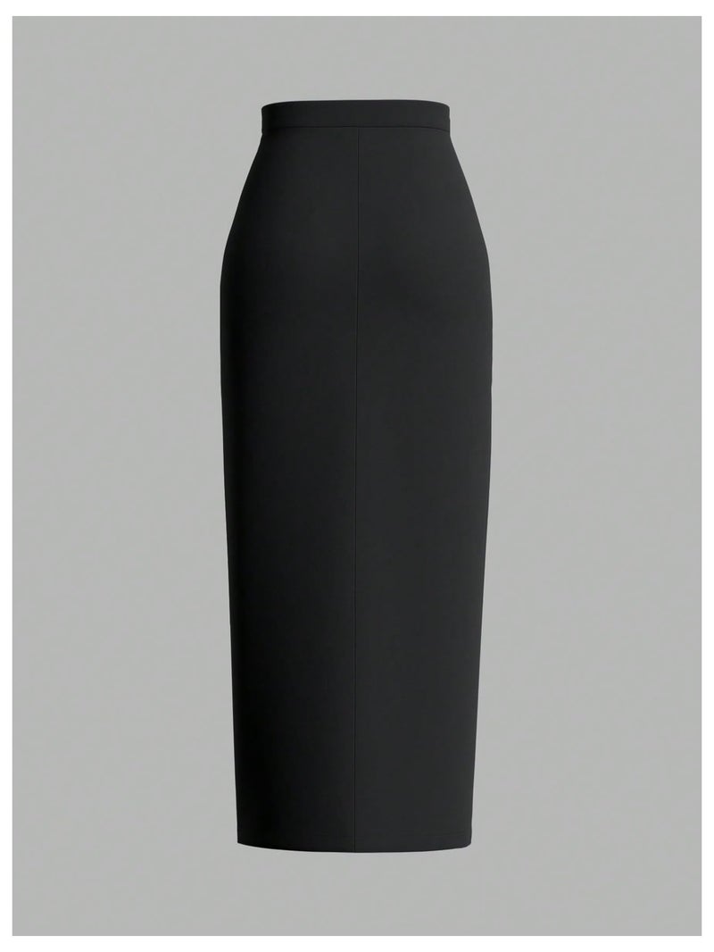 Verdusa Women's High Waist Long Pencil Skirt Work Slim Bodycon Skirts Party Club Night Out Black Medium - Image 3