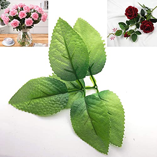 BS AMOR 30pcs Bulk Rose Leaves Artificial Greenery Fake Rose Flower Leaves for DIY Bouquets Centerpieces Party Decorations Rose Vine Wreath Garlands Supplies(Dark Green Color) (30) - Image 4