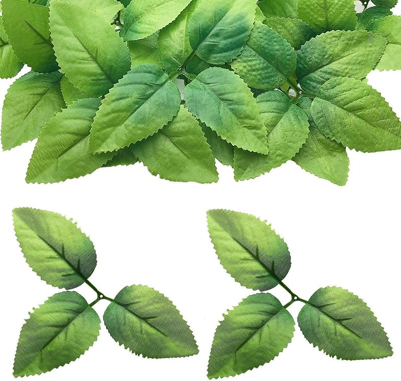 BS AMOR 30pcs Bulk Rose Leaves Artificial Greenery Fake Rose Flower Leaves for DIY Bouquets Centerpieces Party Decorations Rose Vine Wreath Garlands Supplies(Dark Green Color) (30) - Image 1