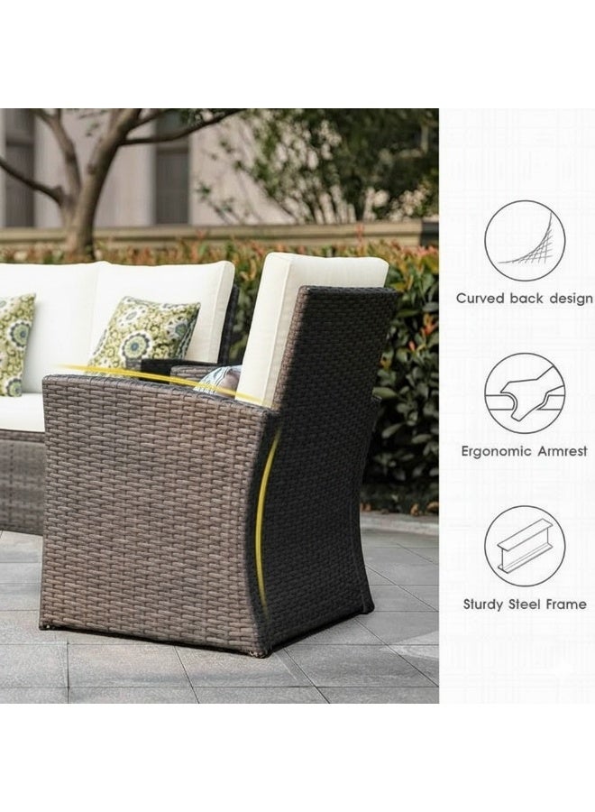 Harmony Home 4-Piece Rattan Garden Lounge Set with Cushions, 122x66x78 cm, Outdoor Patio & Balcony Seating Furniture, Weather-Resistant Poly Rattan - Image 2