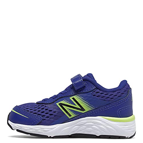 New Balance Kid's 680 V6 Hook and Loop Running Shoe, Marine Blue/Lemon Slush/Black, 3 Infant - Image 5