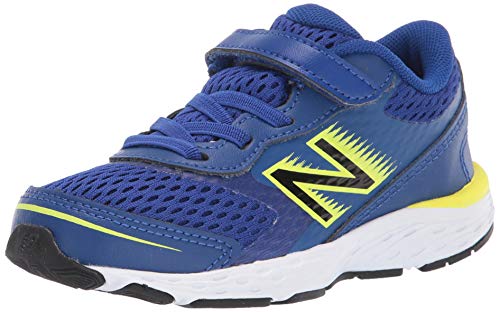 New Balance Kid's 680 V6 Hook and Loop Running Shoe, Marine Blue/Lemon Slush/Black, 3 Infant - Image 1