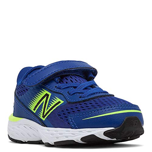 New Balance Kid's 680 V6 Hook and Loop Running Shoe, Marine Blue/Lemon Slush/Black, 3 Infant - Image 2