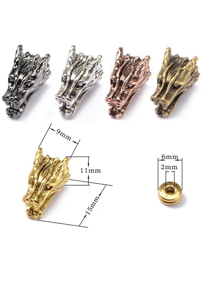 AD BEADS 75 Pieces In 5 Colors 25 Pieces Dragon1 Heads Beads Plus Matching 50 Pieces Double Heishi Spacers Connector Charm Beads Jewelry Making Craft - Image 3