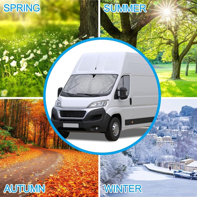 CICMOD Sun Protection Front Screen Interior for Fiat Ducato - 3 Pieces Windscreen Cover Set - Image 5