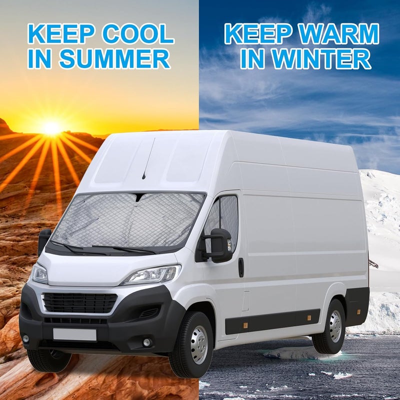 CICMOD Sun Protection Front Screen Interior for Fiat Ducato - 3 Pieces Windscreen Cover Set - Image 4