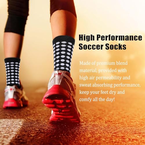 Ultrafun 5 Pairs Soccer Socks with Grip Pads Non Slip Football Basketball Sports Socks for Men Women (5Pairs-White) - Image 5