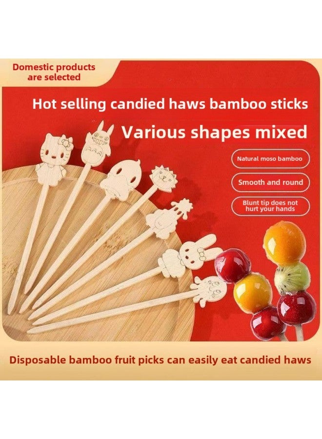 Cartoon Internet Red Mini Sugar-Coated Berry Sugar-Coated Berry Bamboo Sticker Disposable Material Fruit Small String Sticker Cute-Specifications:Cartoon Signs With Holes Are Randomly Mixed With 50 Pieces  - Image 1