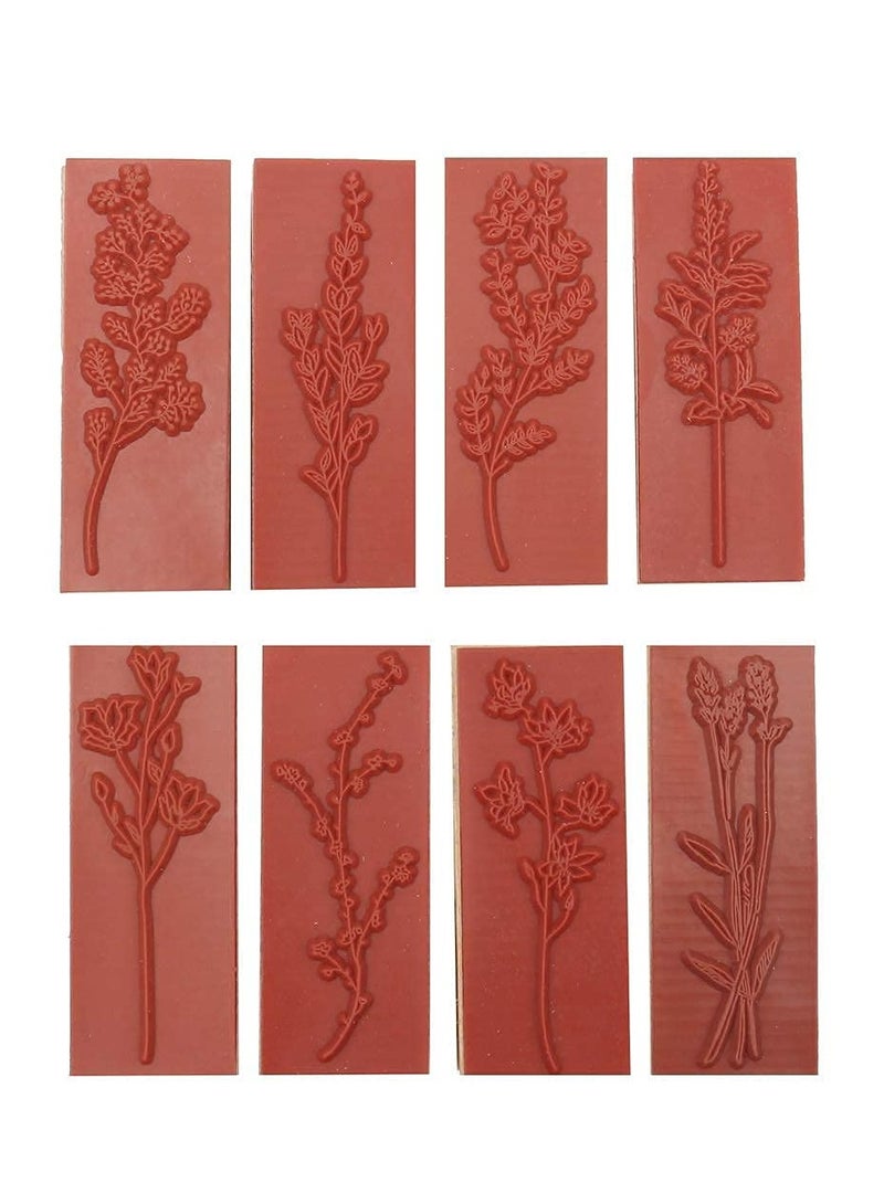 SYOSI 8 Pieces Wood Mounted Rubber Stamps, Plant Flower Vintage Lotus Series Decorative Wood Rubber Seal Stamp for DIY Craft, Letters Diary and Craft Scrapbooking, Gift Wrapping and Cards - Image 3
