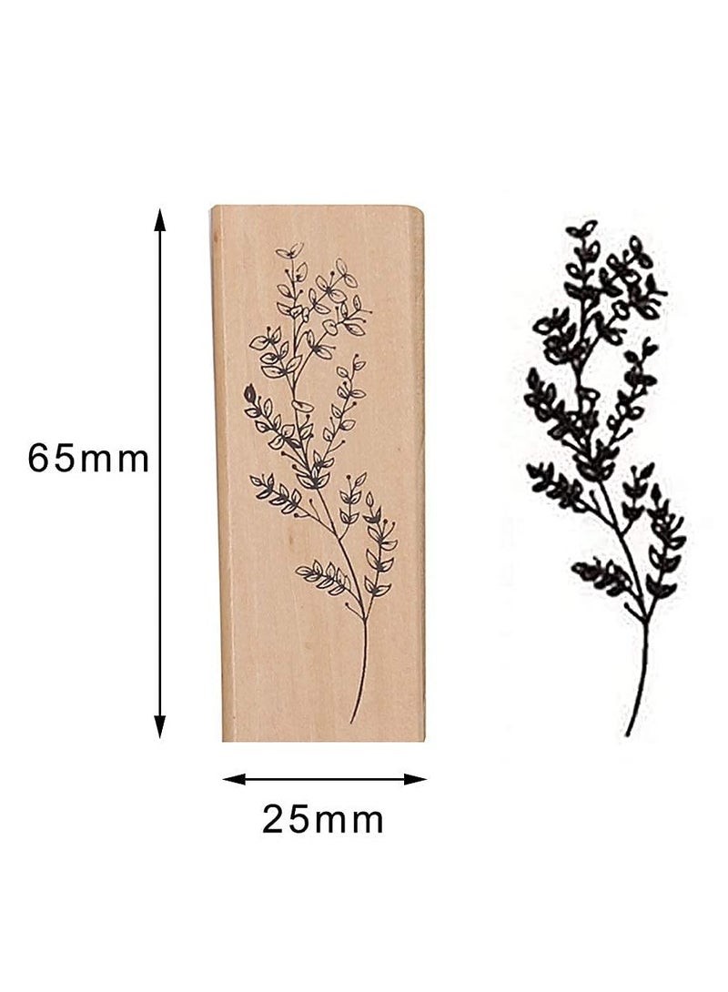 SYOSI 8 Pieces Wood Mounted Rubber Stamps, Plant Flower Vintage Lotus Series Decorative Wood Rubber Seal Stamp for DIY Craft, Letters Diary and Craft Scrapbooking, Gift Wrapping and Cards - Image 5