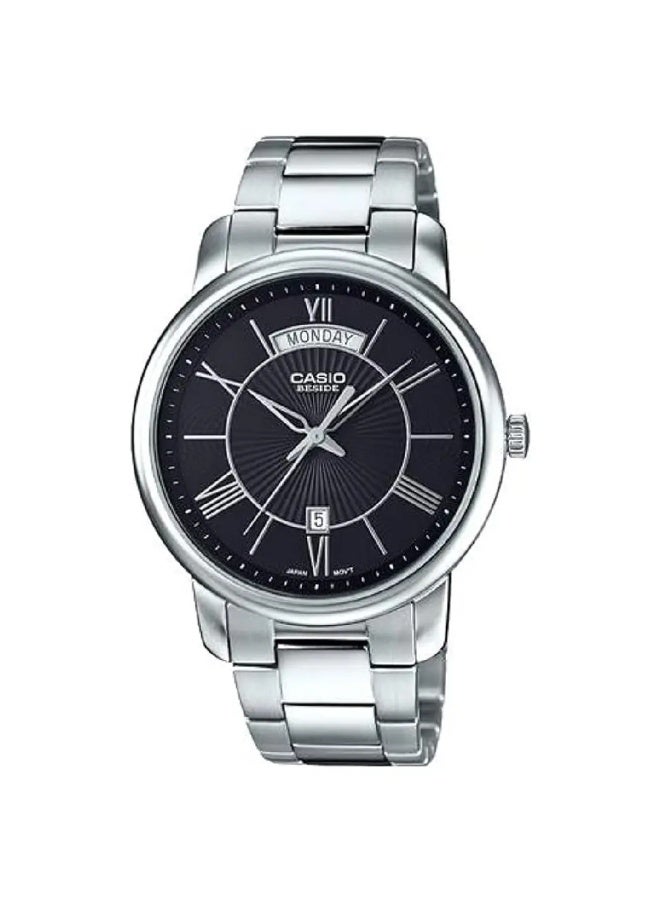 CASIO Analog Men’s Watch BEM-152D-1AVDF, 39mm Black Dial, Stainless Steel Case & Bracelet, 50 m WR - Image 4