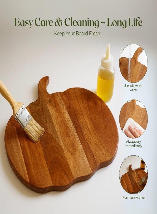 Aurah Halloween Pumpkin Shaped Wood Cutting Board for kitchen Decoration Serving Platter, Gothic Cutting Boards with Handle (12 x 13 Inch) - Image 5