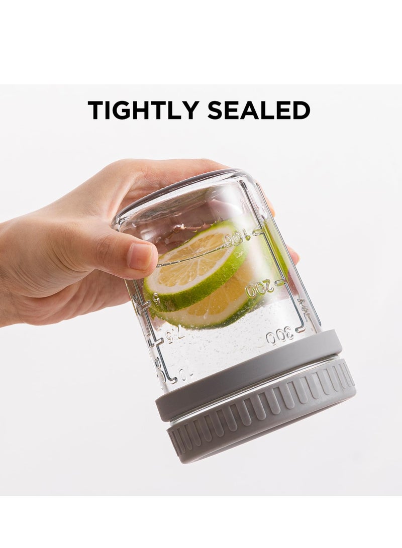 Arabest حاوية الشوفان الليلي مع غطاء وملعقة، 4 قطع برطمانات الشوفان الليلي 350 مل، حاوية الإفطار، حاوية تخزين سلطة الحبوب والحليب والخضروات والفواكه مع علامات قياس - Image 3