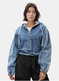 RAVIN Balloon Sleeves Short Denim Jacket  - Image 1