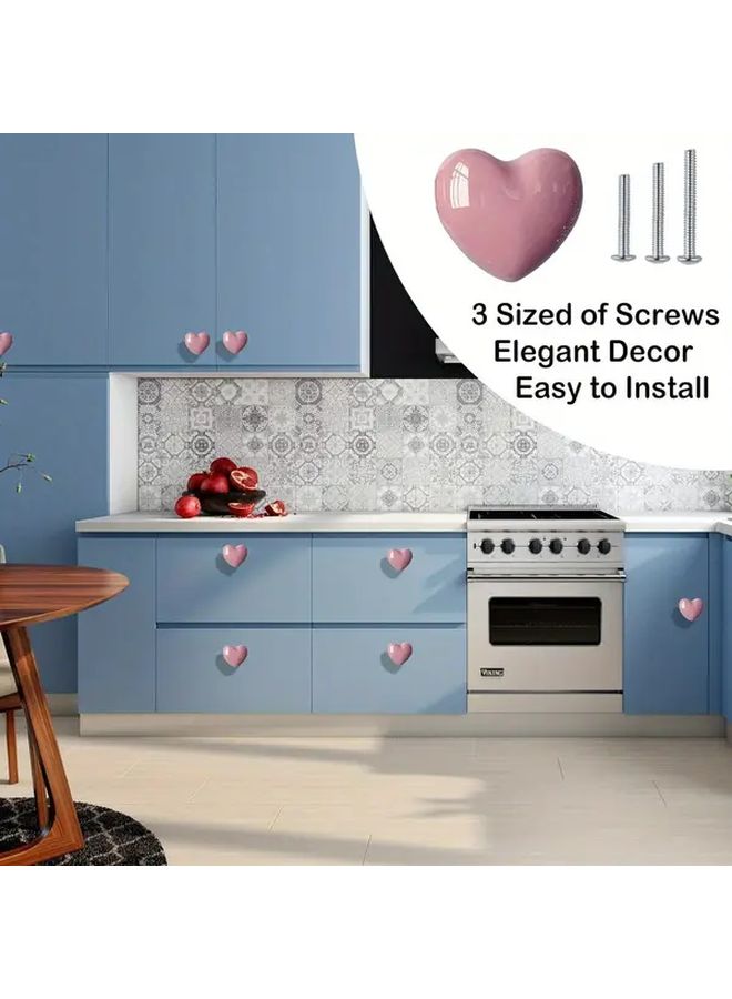 Ceramic Heart Shaped Drawer Knobs 2 Packs With 3 Sized Screws Pink Cabinet Pulls - Image 4