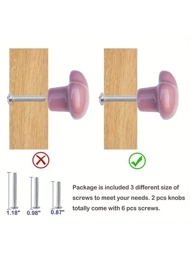 Ceramic Heart Shaped Drawer Knobs 2 Packs With 3 Sized Screws Pink Cabinet Pulls - Image 5