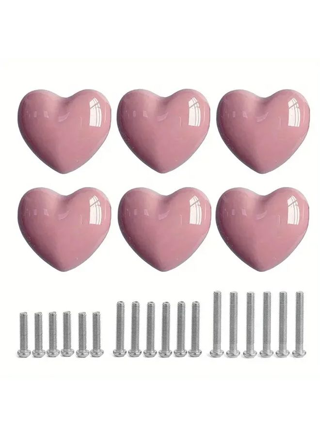 Ceramic Heart Shaped Drawer Knobs 2 Packs With 3 Sized Screws Pink Cabinet Pulls - Image 2