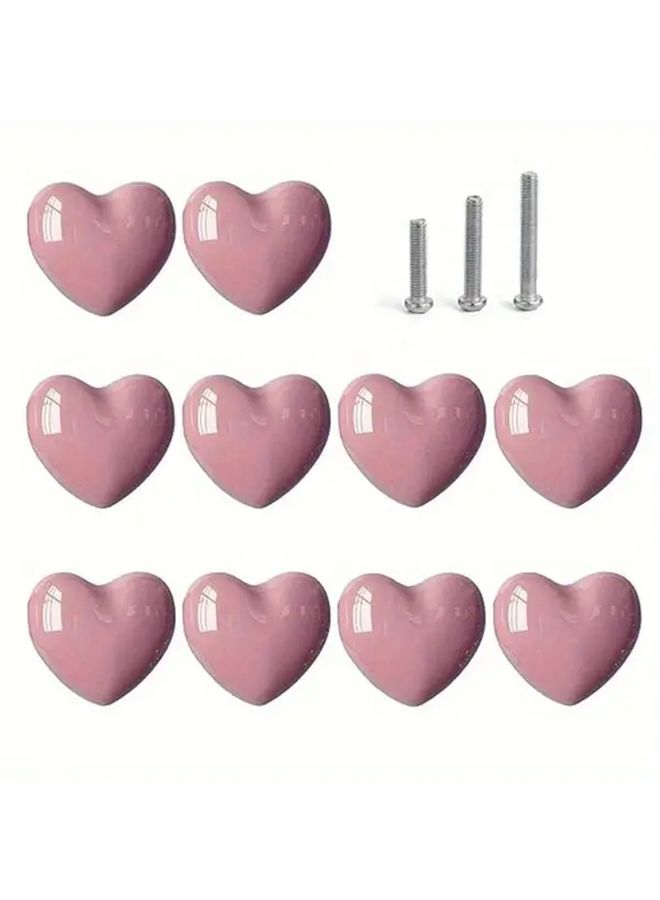 Ceramic Heart Shaped Drawer Knobs 2 Packs With 3 Sized Screws Pink Cabinet Pulls - Image 1