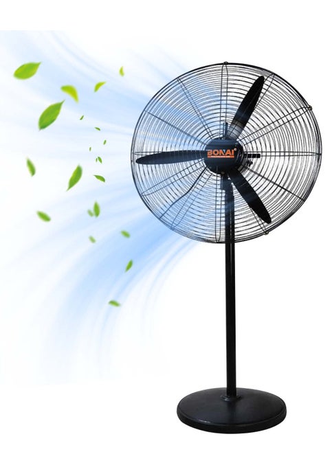Industrial Stand Fan-Metal Pedal, High-Velocity Copper motor stand fan for large spaces, Warehouse and Garage Cooling, Black