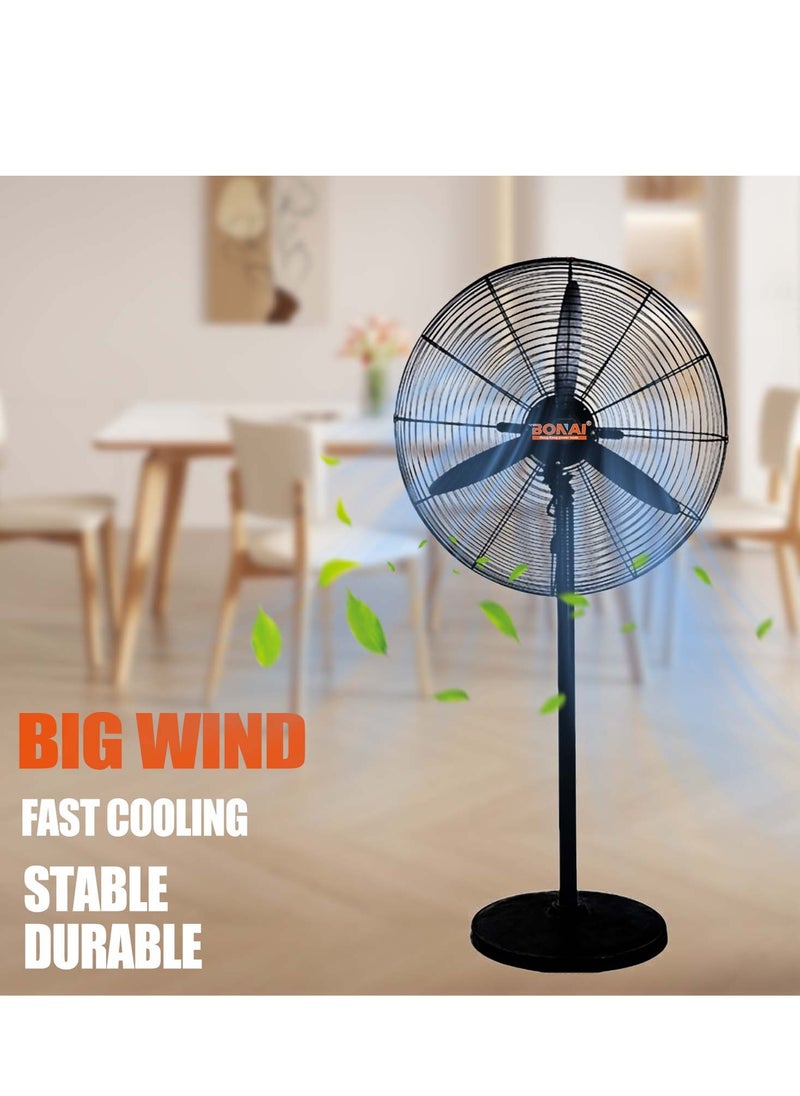 Industrial Stand Fan-Metal Pedal, High-Velocity Copper motor stand fan for large spaces, Warehouse and Garage Cooling, Black