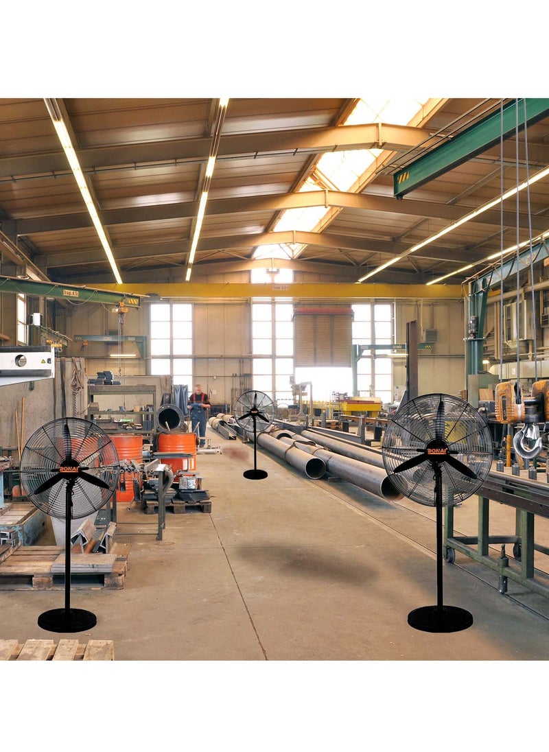 Industrial Stand Fan-Metal Pedal, High-Velocity Copper motor stand fan for large spaces, Warehouse and Garage Cooling, Black