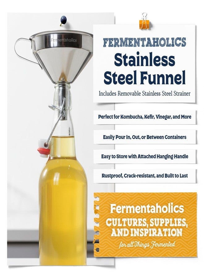 قمع من الفولاذ المقاوم للصدأ من فيرمينتاهوليكس، درجة 304، 11 سم + مصفاة - Image 4