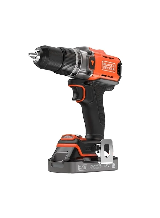 BLACK+DECKER 18V PowerConnect Cordless Hammer Drill Multicolour 34 x 22.8 x 7.7 cm BCD383D1XC-GB