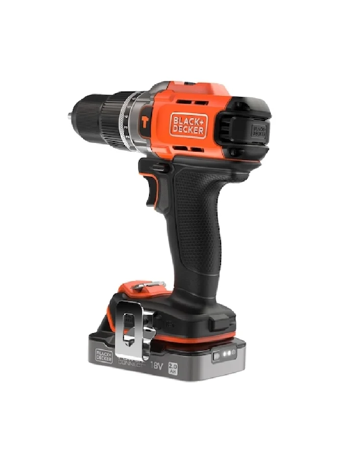 BLACK+DECKER 18V PowerConnect Cordless Hammer Drill Multicolour 34 x 22.8 x 7.7 cm BCD383D1XC-GB