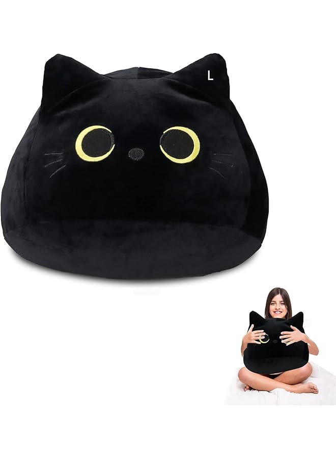 KASTWAVE Plush Toy 3D Black Cat Plush Toy Pillow Cute Animal Cat Shaped Stuffed Pillow Cushion Great Gifts Gifted For Birthday Valentine'S Day Give Girlfriend And Children Black 15.7" - Image 1