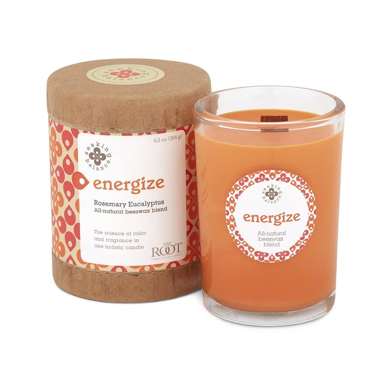 Root Candles Scented Spa Candles Seeking Balance Handcrafted Wood Wick Aromatherapy Candle 65Ounce Energize Rosemary Eucalyptus