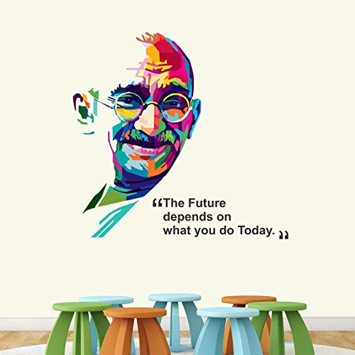 StickMe 'Mahatma Gandhi - Father of Nation - Office Motivational - Inspirational - Quotes - Warp Art - Creative - Colourful Wall Sticker ' -SM581 (Multi Colour, Vinyl - 75cm X 65 cm) - Image 4