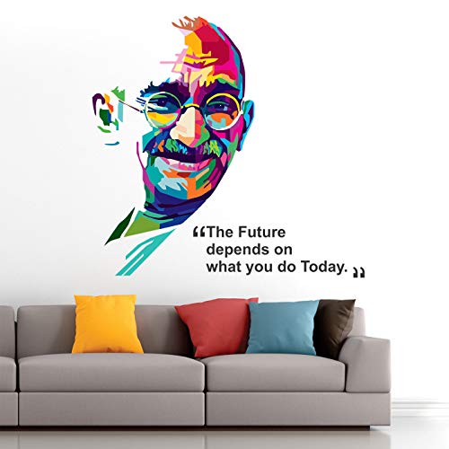 StickMe 'Mahatma Gandhi - Father of Nation - Office Motivational - Inspirational - Quotes - Warp Art - Creative - Colourful Wall Sticker ' -SM581 (Multi Colour, Vinyl - 75cm X 65 cm) - Image 3