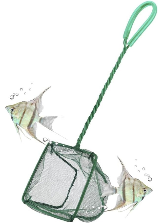 NeoStyle Aquarium Fish Net, Braided Metal Handle Square Net, Nylon Fish Net for Quick Catch, Plastic Handle (Green, 13 * 10.5 * 27) - Image 1