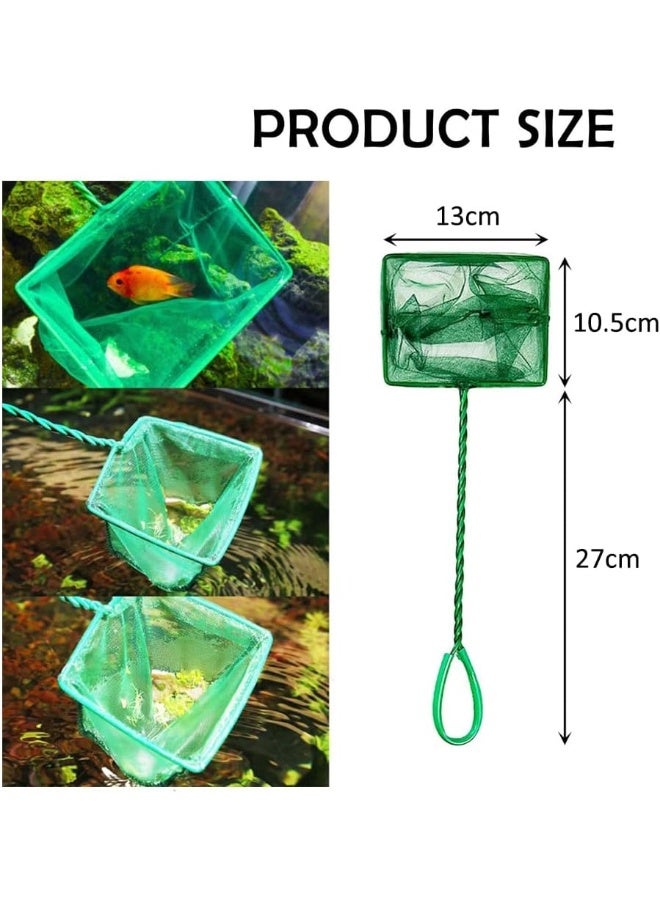 NeoStyle Aquarium Fish Net, Braided Metal Handle Square Net, Nylon Fish Net for Quick Catch, Plastic Handle (Green, 13 * 10.5 * 27) - Image 5