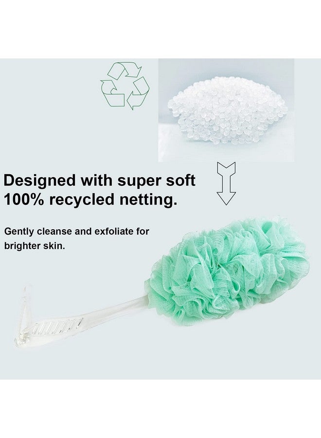 بي بي هاو بيسيك Pphao فرشاة حمام الظهر اللوف الإسفنج الغسيل فرشاة حمام مقبض طويل للاستحمام اللوف التقشير للرجال دش اللوف للنساء اللوف الأخضر 1 حزمة - Image 5